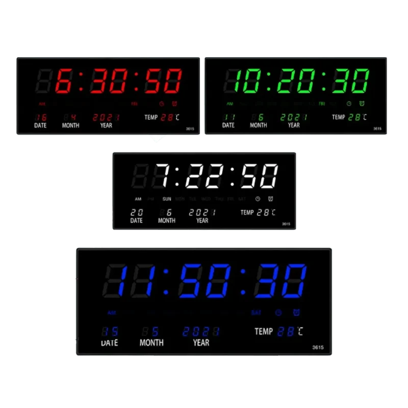 Horloge murale numérique LED rouge grand chiffre