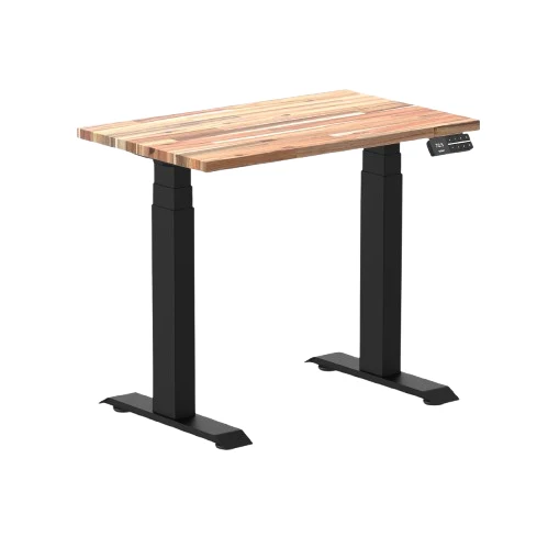 Desky Dual Mini Hardwood Sit Stand Desk 80cm Acacia Desktop and Matte Black Frame