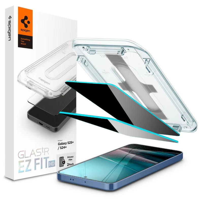 SPIGEN EZ Fit Privacy 2PCS Glass Screen Protector for Galaxy S25 Plus/S24 Plus (Black)