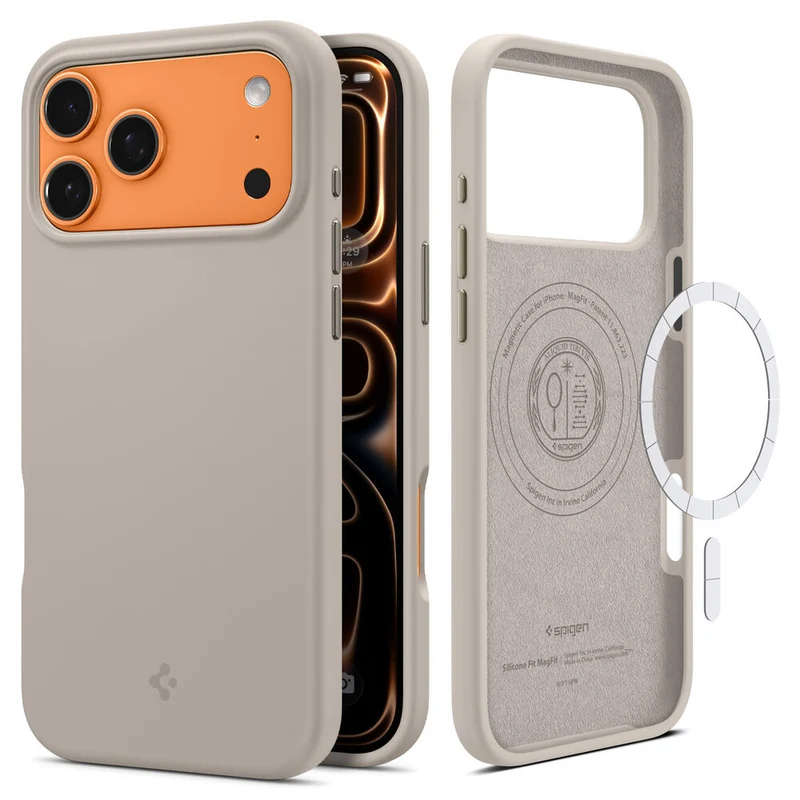 Spigen Apple iPhone 17 Pro Silicone Fit (MagFit) Case (Stone)