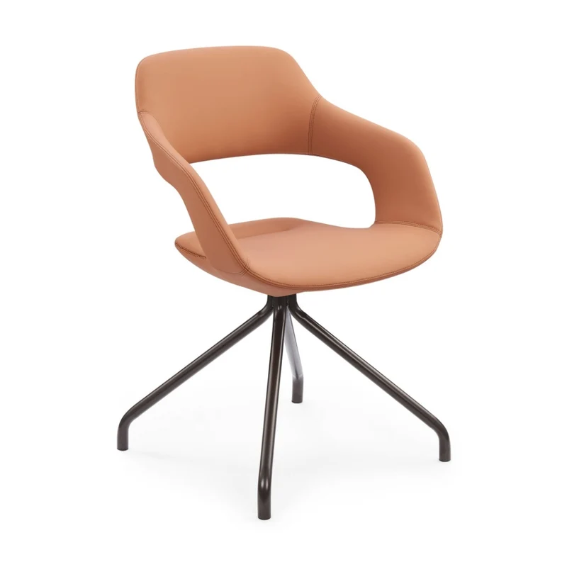 Sabia Oliver Medium Back Pre-Assembled Reception Chair Upholstered (Tan/Black Frame)
